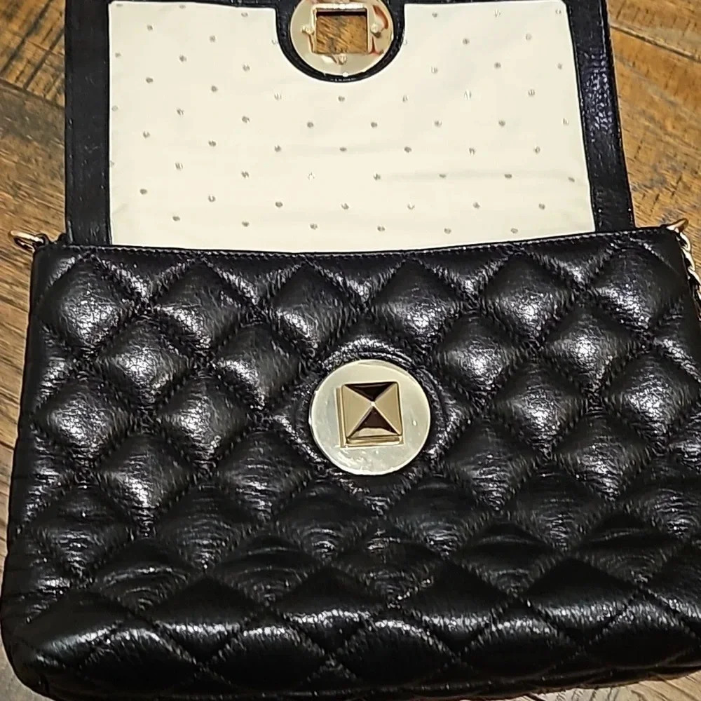 Kate Spade Black Leather Shimmer Quilted Bag - Picture 7 of 8